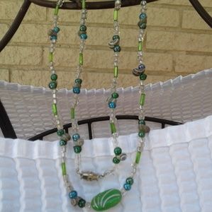 Green beaded necklace.